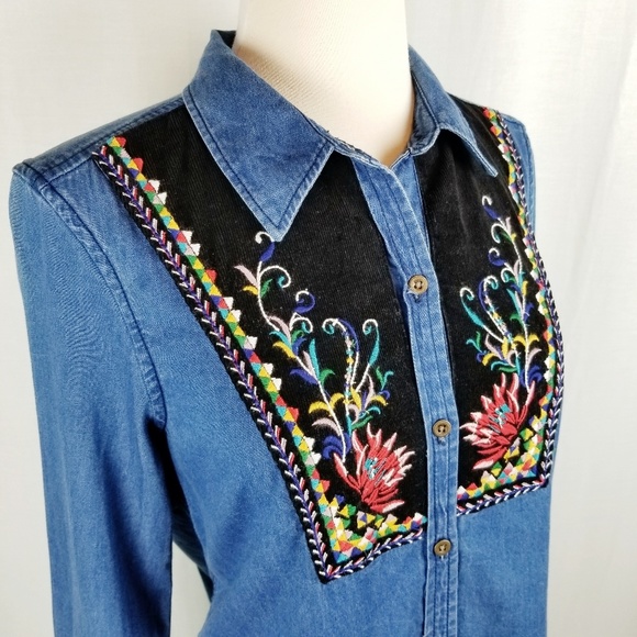 Holding Horses Murrelet denim chambray tunic top 2 - Picture 3 of 8